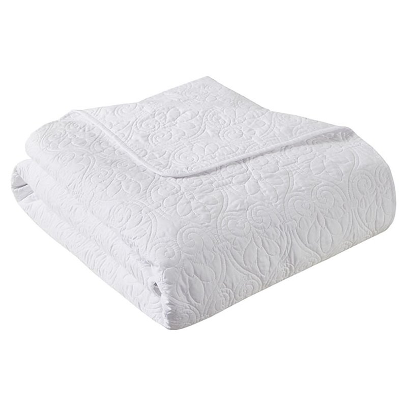Madison Park 100 Percent Polyester Microfiber Oversized Quilted Throw in White