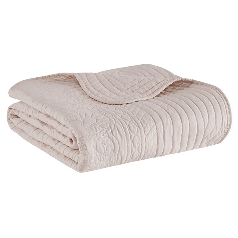 Madison Park 100 Percent Polyester Microfiber Solid Brushed Quilted Throw - Pink