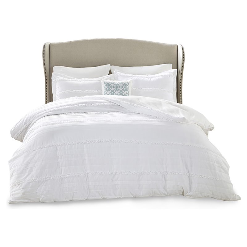 Madison Park Celeste Polyester Microfiber 2-in-1 Full/Queen Duvet in White