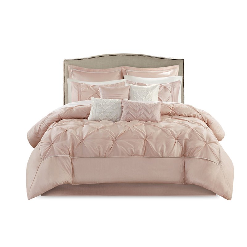 Madison Park Essentials Joella 24-Piece Polyester Tufted Comforter Set in Pink