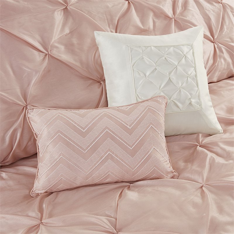 Madison Park Essentials Joella 24-Piece Polyester Tufted Comforter Set in Pink