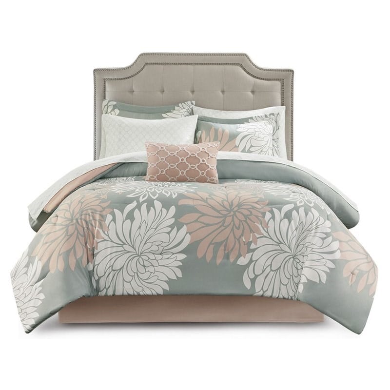 Madison Park Essentials Maible 7-Piece Polyester Comforter Set in Pink
