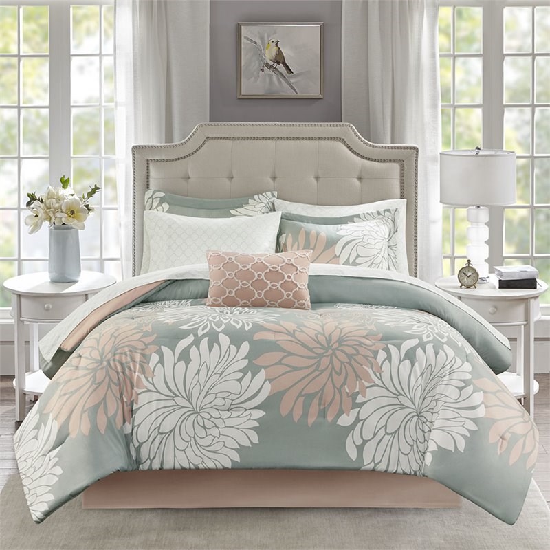 Madison Park Essentials Maible 7-Piece Polyester Comforter Set in Pink