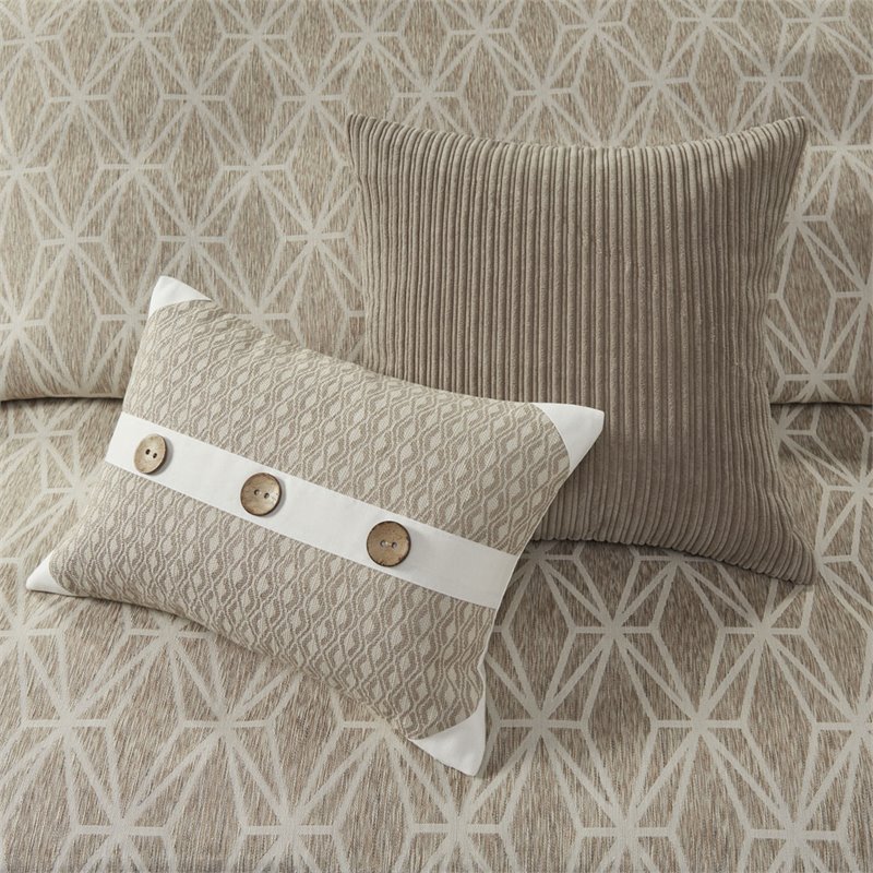 Madison Park Signature Grace 8-Piece Geometric Jacquard Comforter Set in Beige
