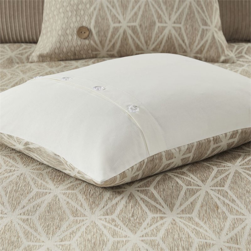 Madison Park Signature Grace 8-Piece Geometric Jacquard Comforter Set in Beige