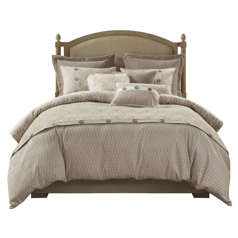 Madison Park Signature Grace 8-Piece Geometric Jacquard Comforter Set in Beige