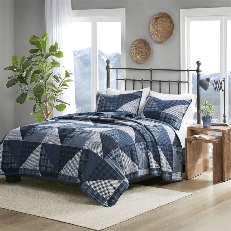 woolrich olsen 100 percent cotton percale printed coverlet mini set in blue