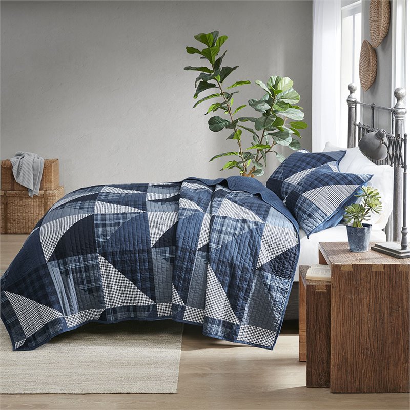 woolrich olsen 100 percent cotton percale printed coverlet mini set in blue