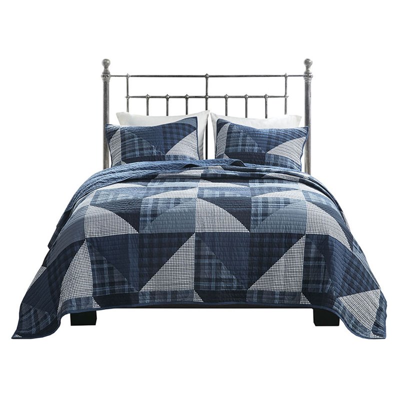 Woolrich Olsen 100 Percent Cotton Percale Printed Coverlet Mini Set in Blue