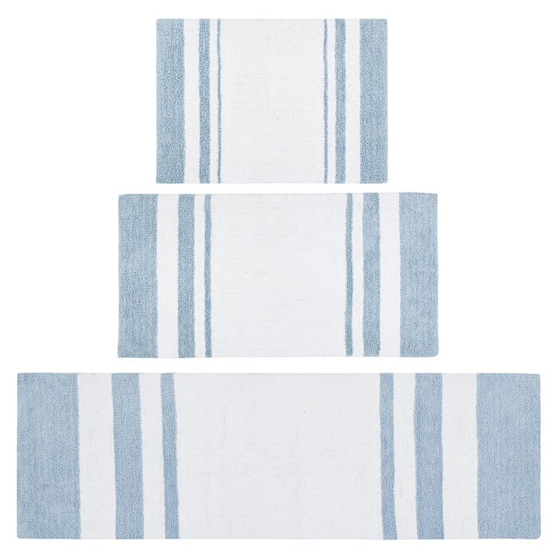 Madison Park Spa 100 Percent Cotton Reversible Bath Rug in Blue