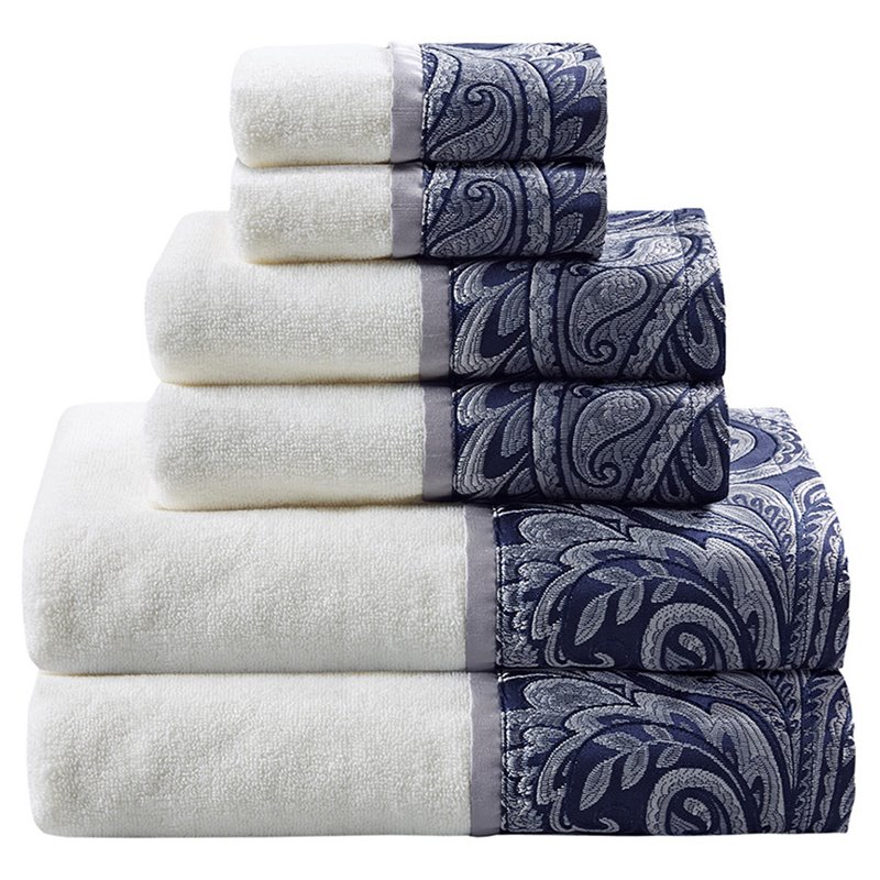 Madison Park Aubrey 6-Piece Cotton Jacquard Towel Set in Navy