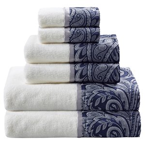 Madison Park Aubrey 6-Piece Cotton Jacquard Towel Set in Navy