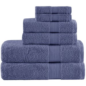 Madison Park Organic 6-Piece 100 Percent Cotton Towel Set in Navy