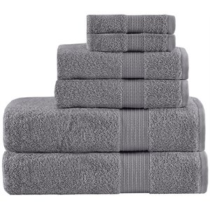 Madison Park Organic 6-Piece 100 Percent Cotton Towel Set in Charcoal