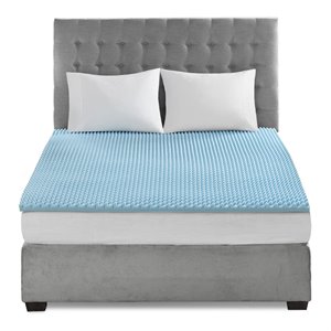 Sleep Philosophy 1.5&quot Contemporary Gel Memory Foam Topper in Blue Finish