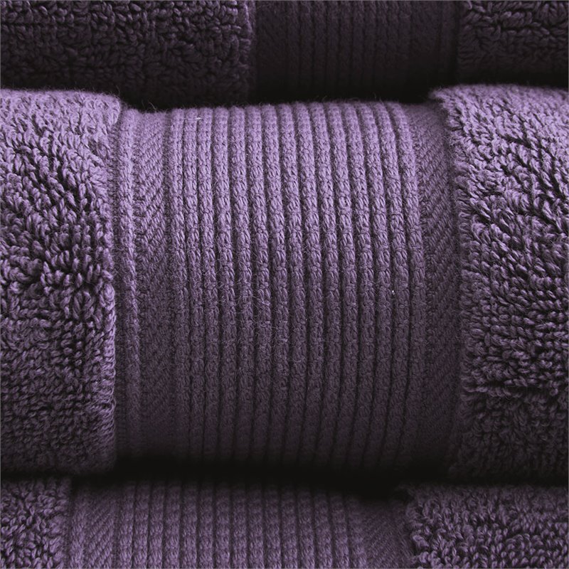 Madison Park Signature 8-Piece 100 Percent Cotton Towel Set in Purple