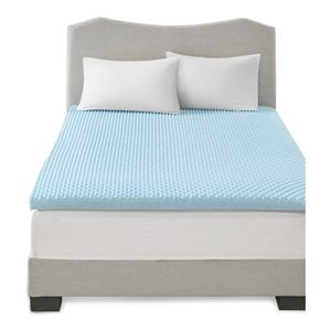 Sleep Philosophy 3&quot Contemporary Gel Memory Foam Topper - Blue Finish