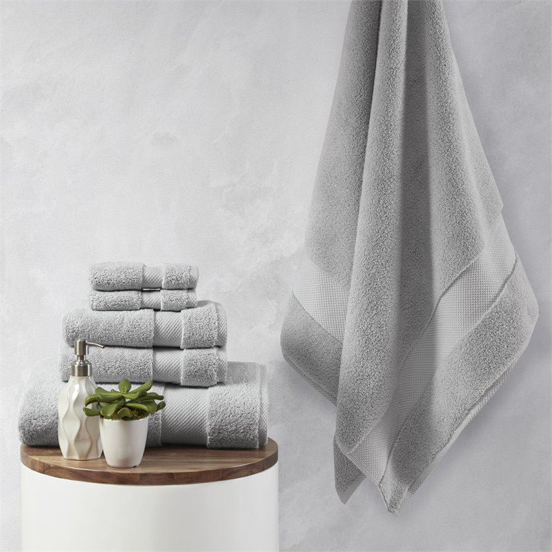 Madison Park Signature Splendor 6-Piece Cotton Towel Set in Gray