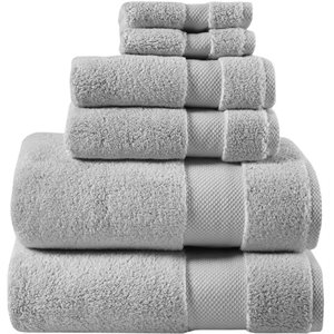 Madison Park Signature Splendor 6-Piece Cotton Towel Set in Gray