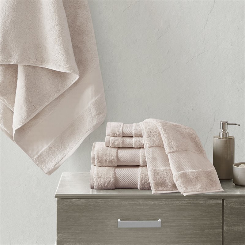 Madison Park Signature 6-Piece Turkish Cotton Bath Towel Set in Blush Pink