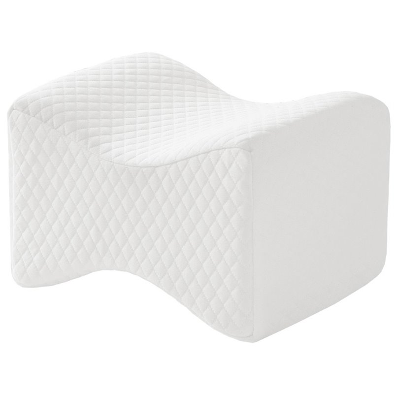 Sleep Philosophy Memory Foam Knee Pillow with Knit Cover in White