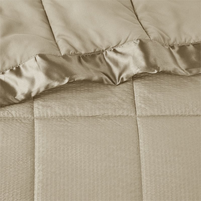 Madison Park Solid Embossed Microfiber Premium Oversized Blanket - Taupe Brown