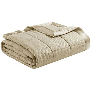 Madison Park Solid Embossed Microfiber Premium Oversized Blanket - Taupe Brown