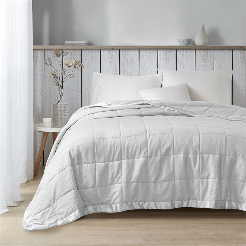 Madison Park Solid Embossed Microfiber Premium Oversized Blanket in Gray