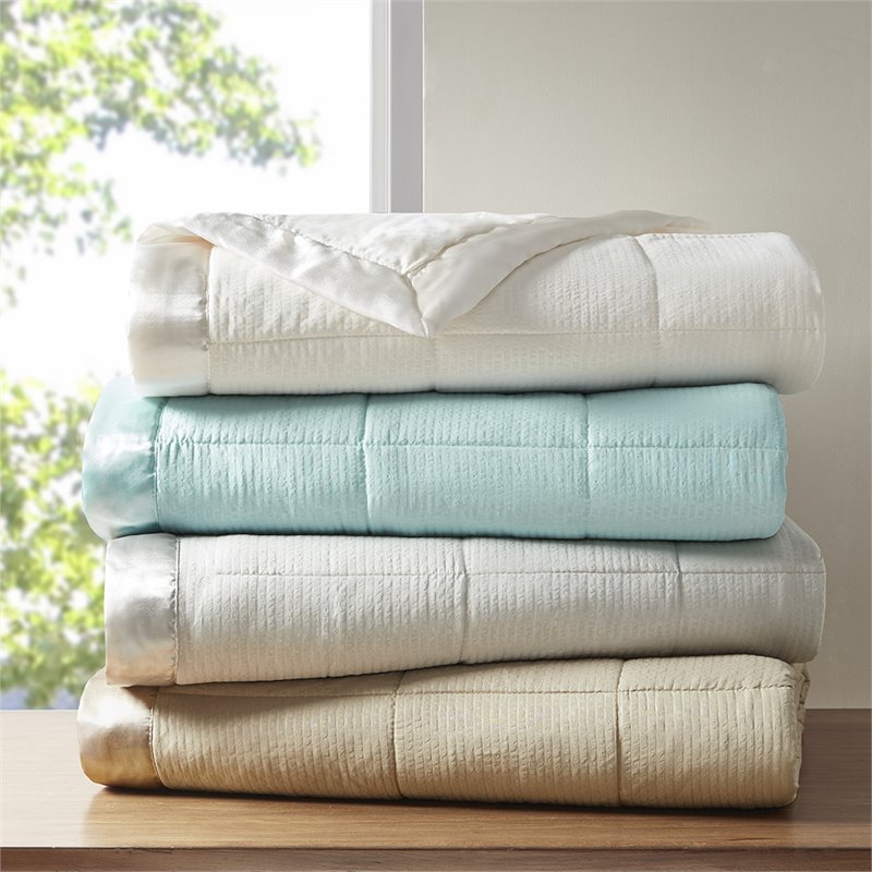 Madison Park Solid Embossed Microfiber Premium Oversized Blanket in Gray