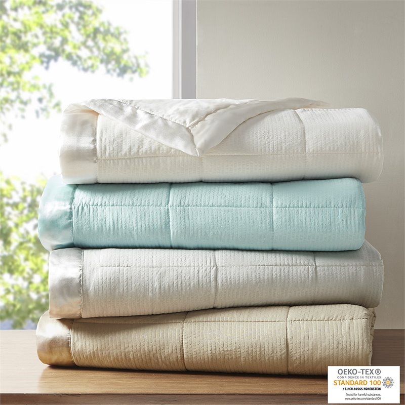 Madison Park Solid Embossed Microfiber Premium Oversized Blanket in Gray