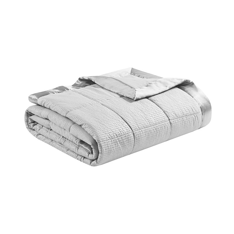 Madison Park Solid Embossed Microfiber Premium Oversized Blanket in Gray