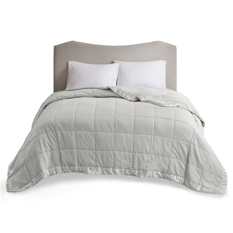 Madison Park Solid Embossed Microfiber Premium Oversized Blanket in Gray