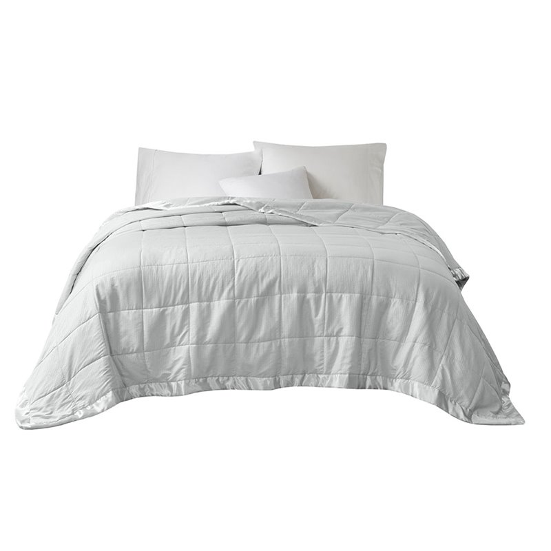 Madison Park Solid Embossed Microfiber Premium Oversized Blanket in Gray