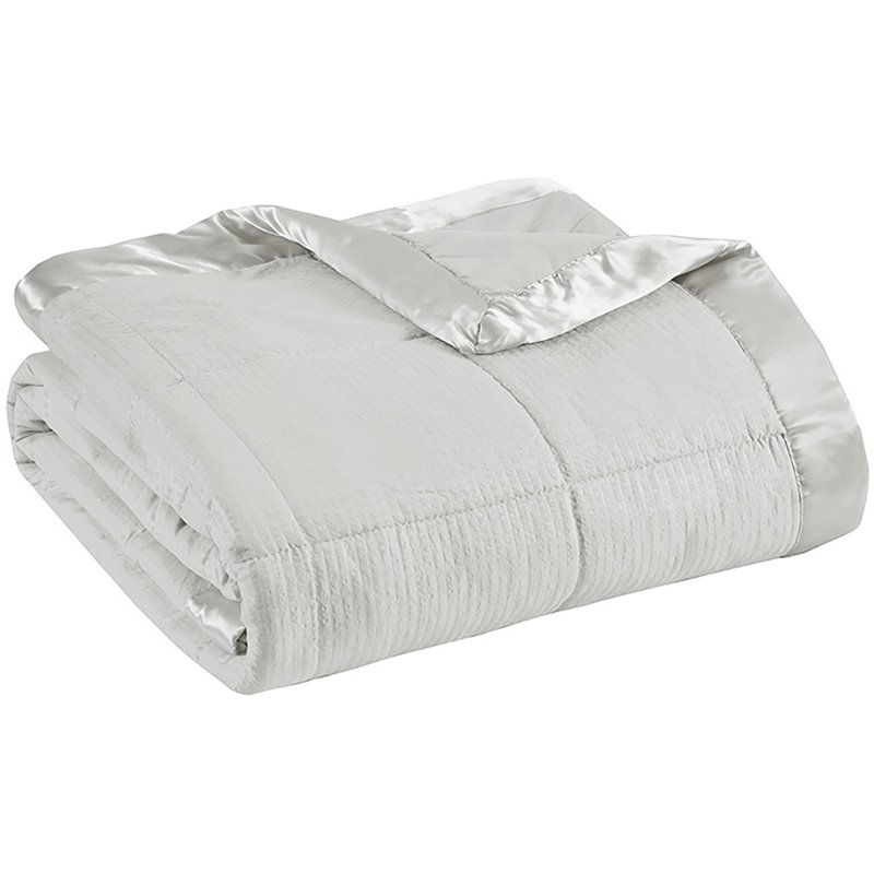Madison Park Solid Embossed Microfiber Premium Oversized Blanket in Gray