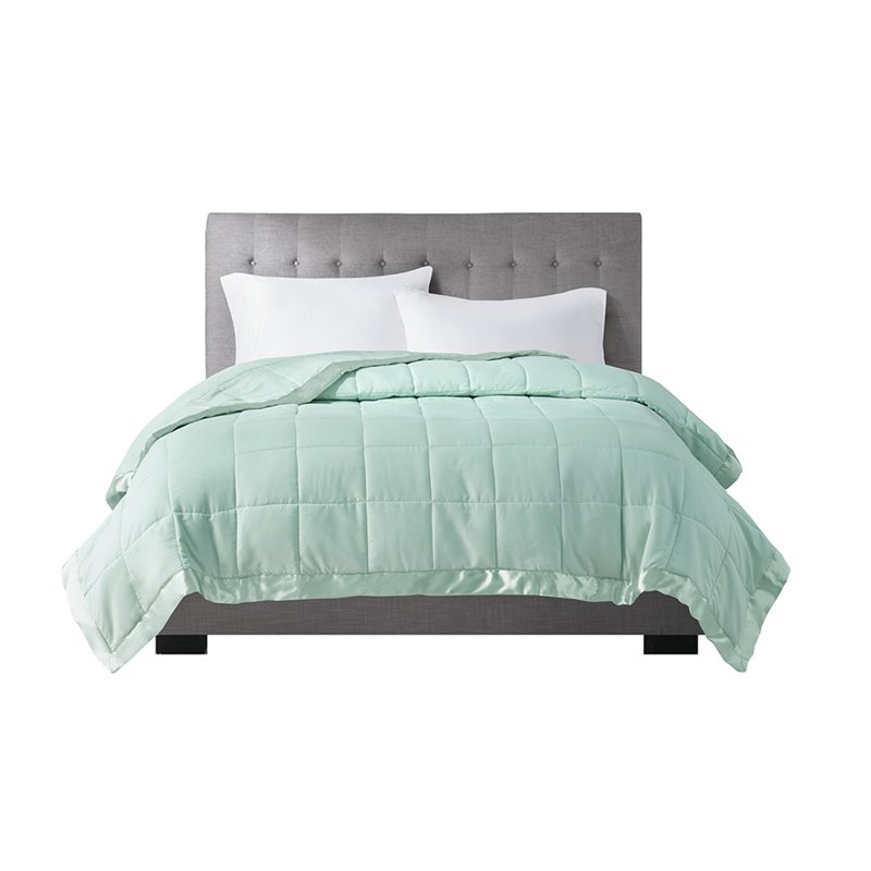 Madison Park Polyester Microfiber Solid Blanket in Seafoam Green
