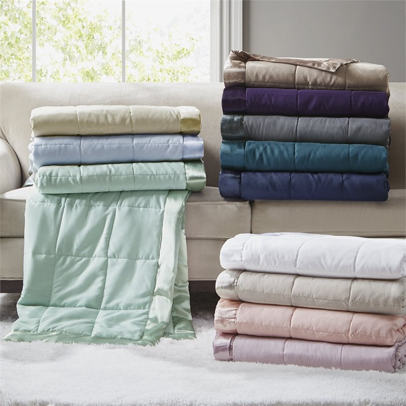 Madison Park Polyester Microfiber Solid Blanket in Seafoam Green
