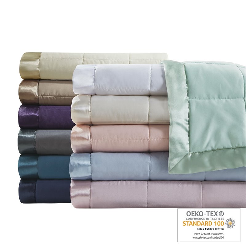 Madison Park Polyester Microfiber Solid Blanket in Seafoam Green