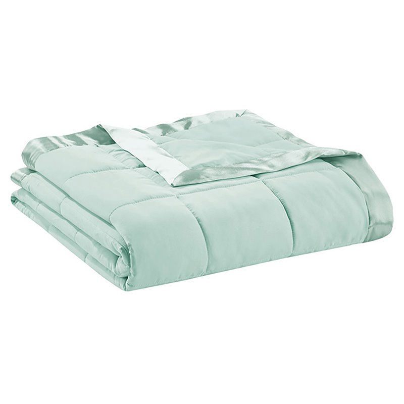 Madison Park Polyester Microfiber Solid Blanket in Seafoam Green