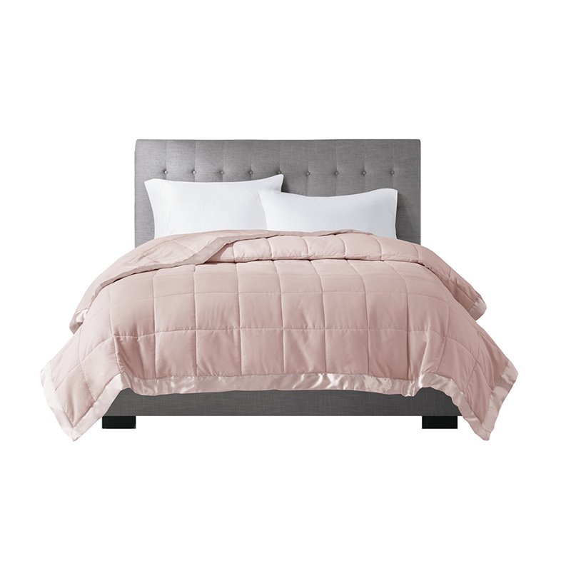 Madison Park Polyester Microfiber Solid Blanket in Blush Pink