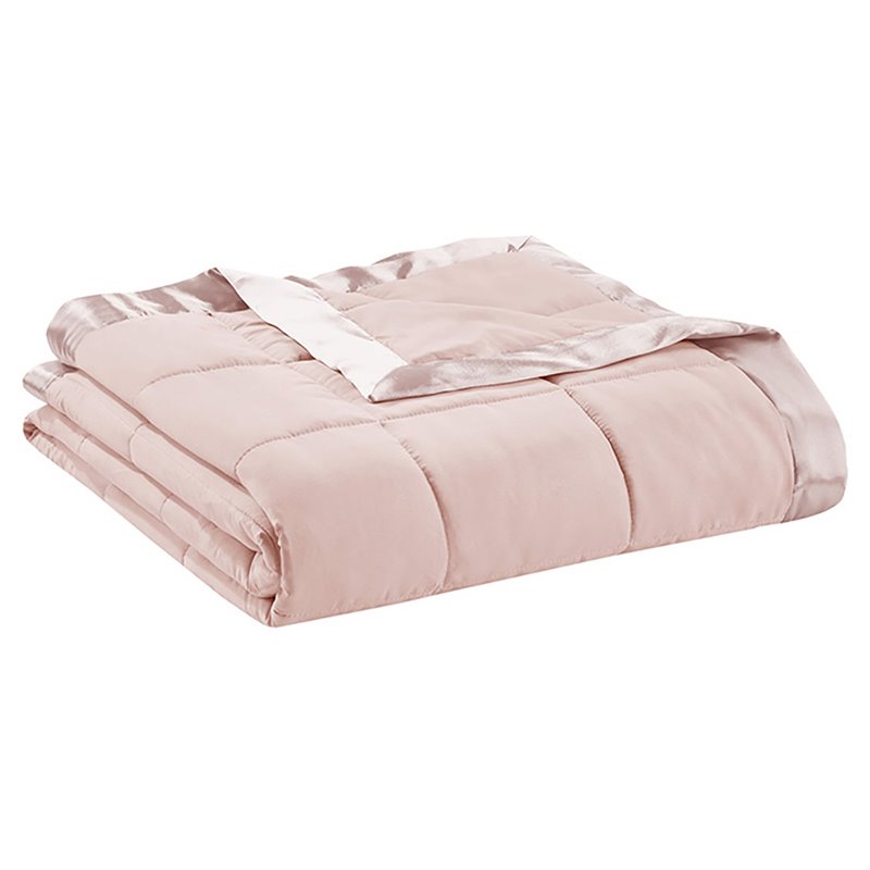 Madison Park Polyester Microfiber Solid Blanket in Blush Pink