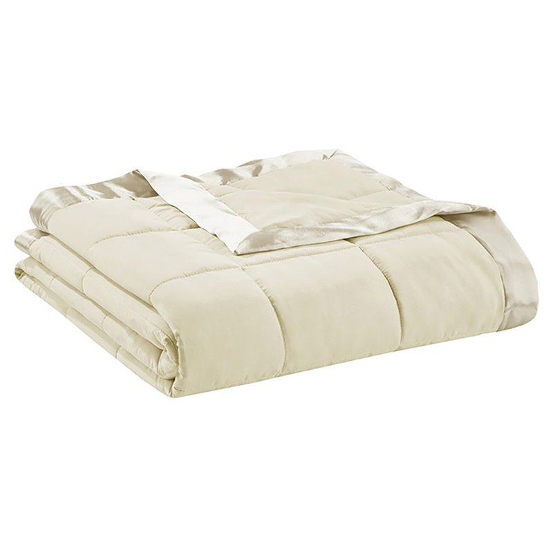 Madison Park Polyester Microfiber 3M Scotchgard Solid Blanket in Ivory