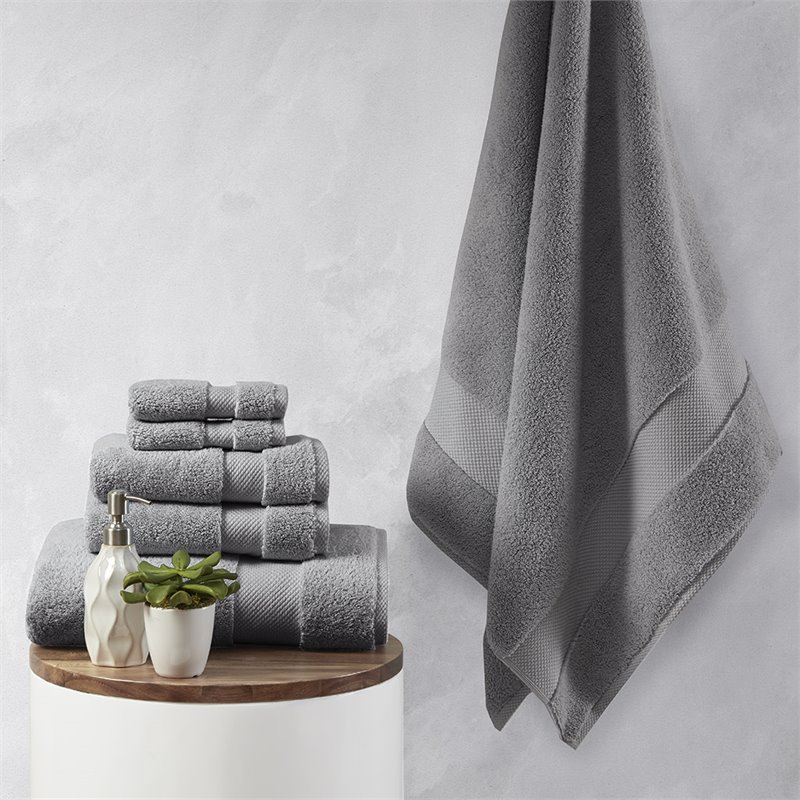 Madison Park Signature Splendor 6-Piece Cotton Towel Set in Charcoal