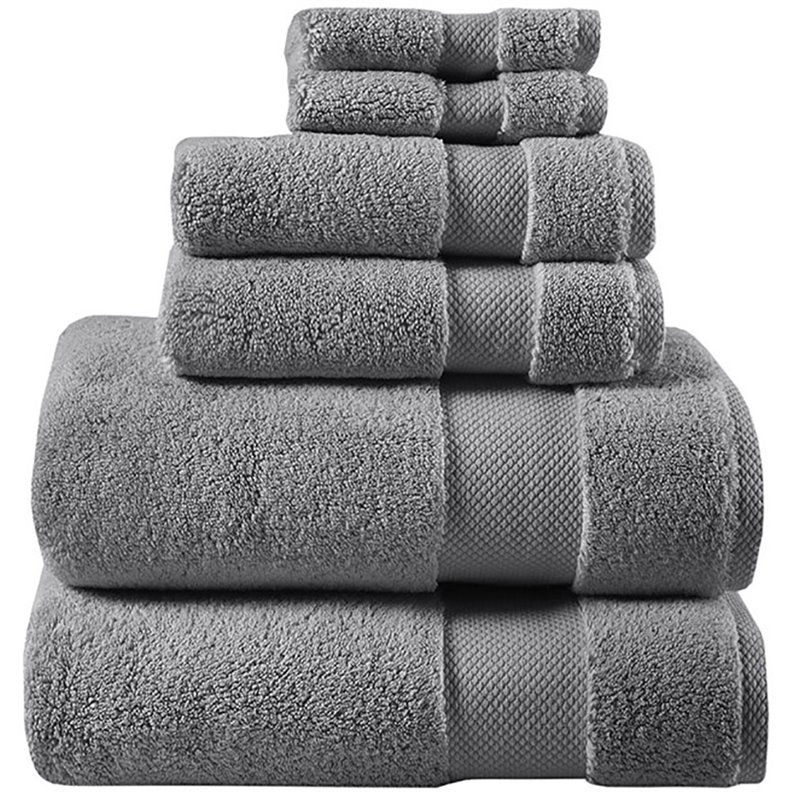 Madison Park Signature Splendor 6-Piece Cotton Towel Set in Charcoal