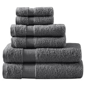 Madison Park Signature Luce 6-Piece Egyptian Cotton Towel Set in Charcoal