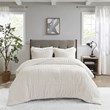 Madison Park Polyester Checkboard Brushed Long Fur Comforter Mini Set in Ivory