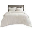 Madison Park Polyester Checkboard Brushed Long Fur Comforter Mini Set in Ivory