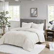 Madison Park Polyester Checkboard Brushed Long Fur Comforter Mini Set in Ivory