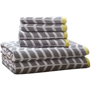 Intelligent Design Nadia 6-Piece Cotton Jacquard Towel Set in Gray