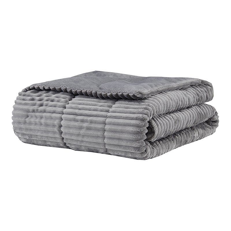 Premier Comfort Polyester Microcord Solid Pieced Corduroy Plush Throw in Gray