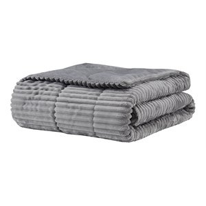 Premier Comfort Polyester Microcord Solid Pieced Corduroy Plush Throw in Gray